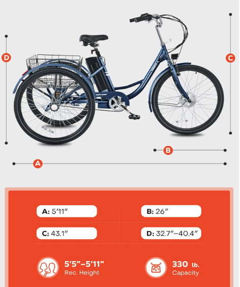 Viribus Electric Tricycle - dimensions
